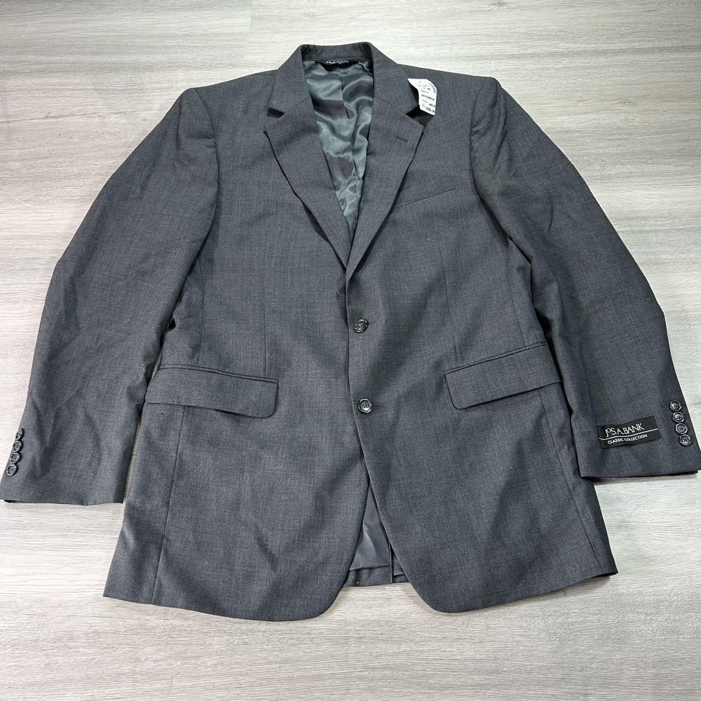 Jos. A. Bank Blazer Mens 42L Gray Classic‎ Collection Wool 2 Button Sport Coat